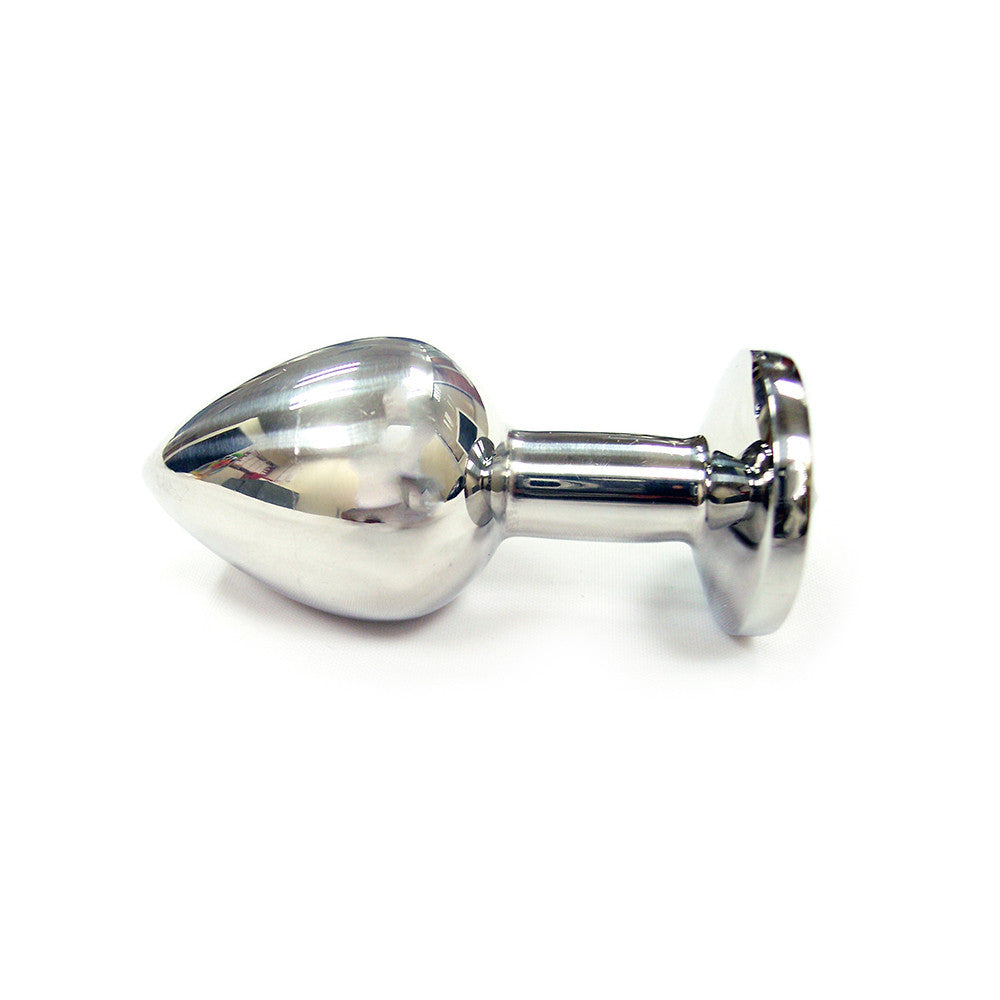 Small Stainless Steel Butt Plug With Coloured Crystal In Clamshell