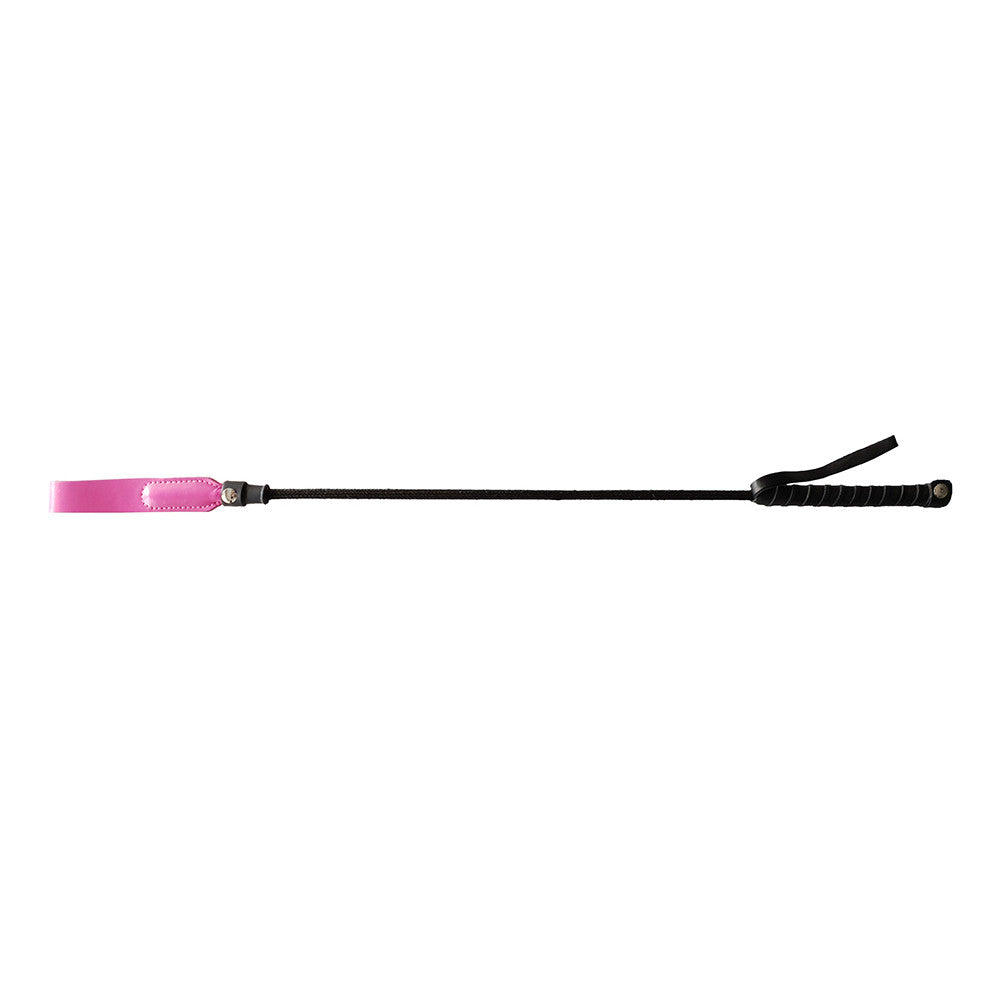 Chicote de montaria longo de couro com ponta fina de 24"