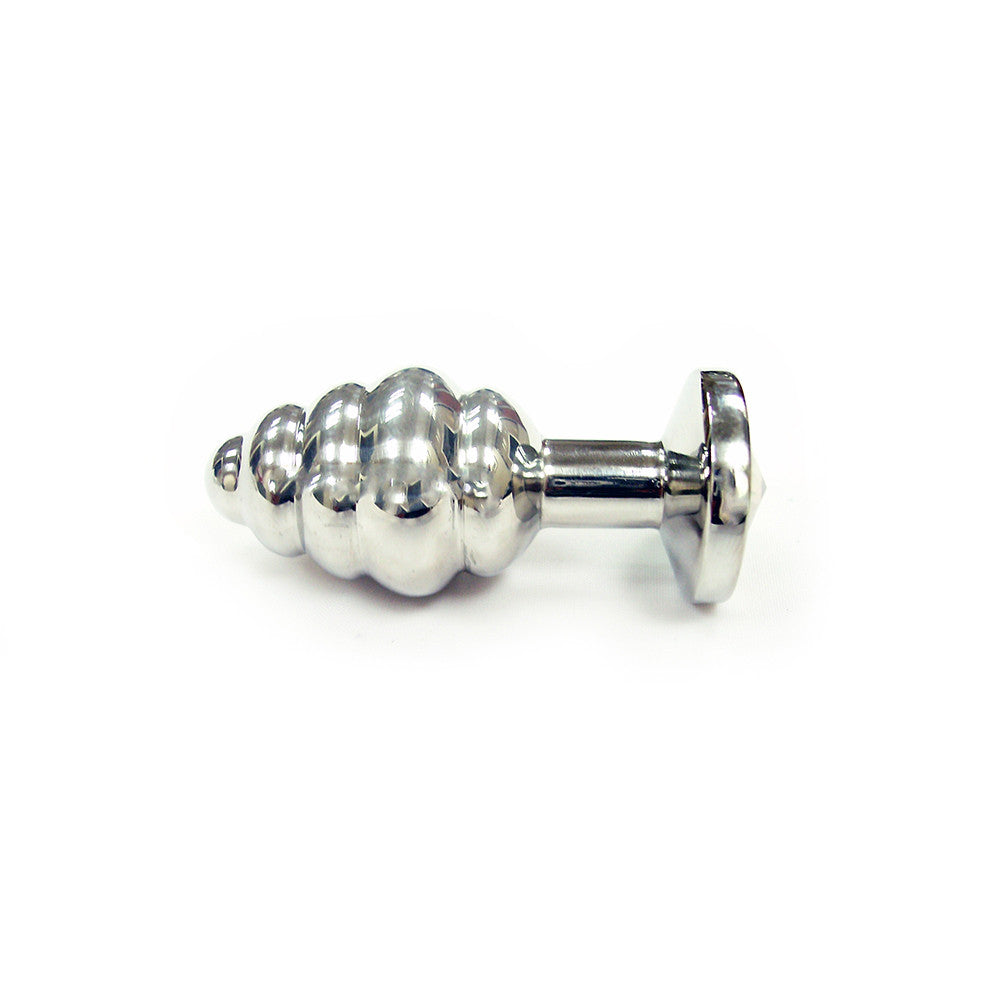 Small Stainless Steel Threaded Butt Plug With Coloured Crystal In Clamshell