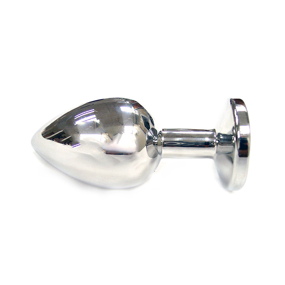 Large Stainless Steel Butt Plug With Coloured Crystal In Clamshell