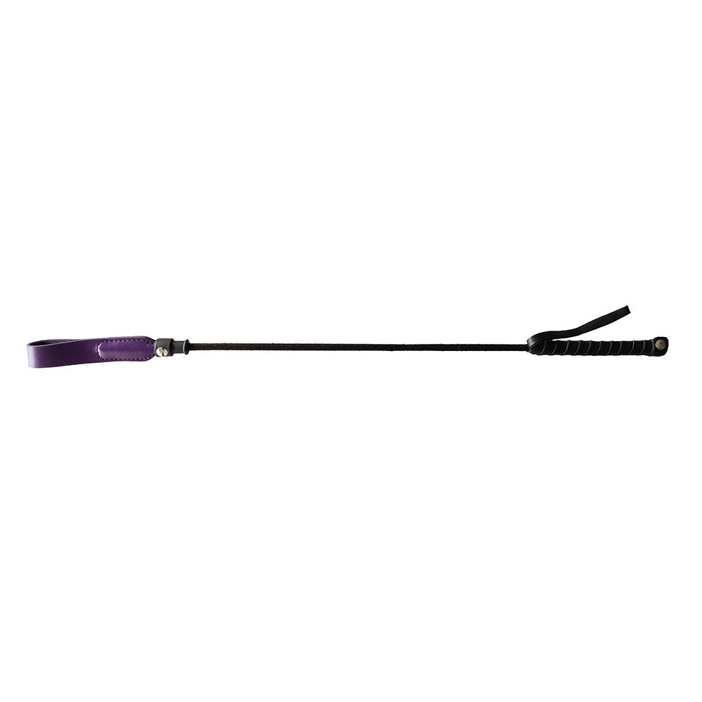 Chicote de montaria longo de couro com ponta fina de 24"