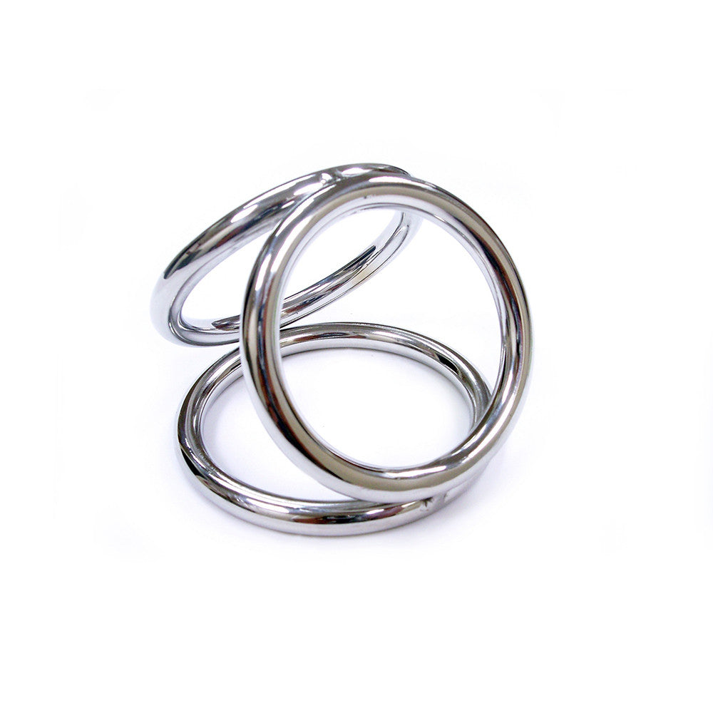Stainless Steel Triple Cock Ring Cage (Medium) In Clamshell (40/45/50mm)