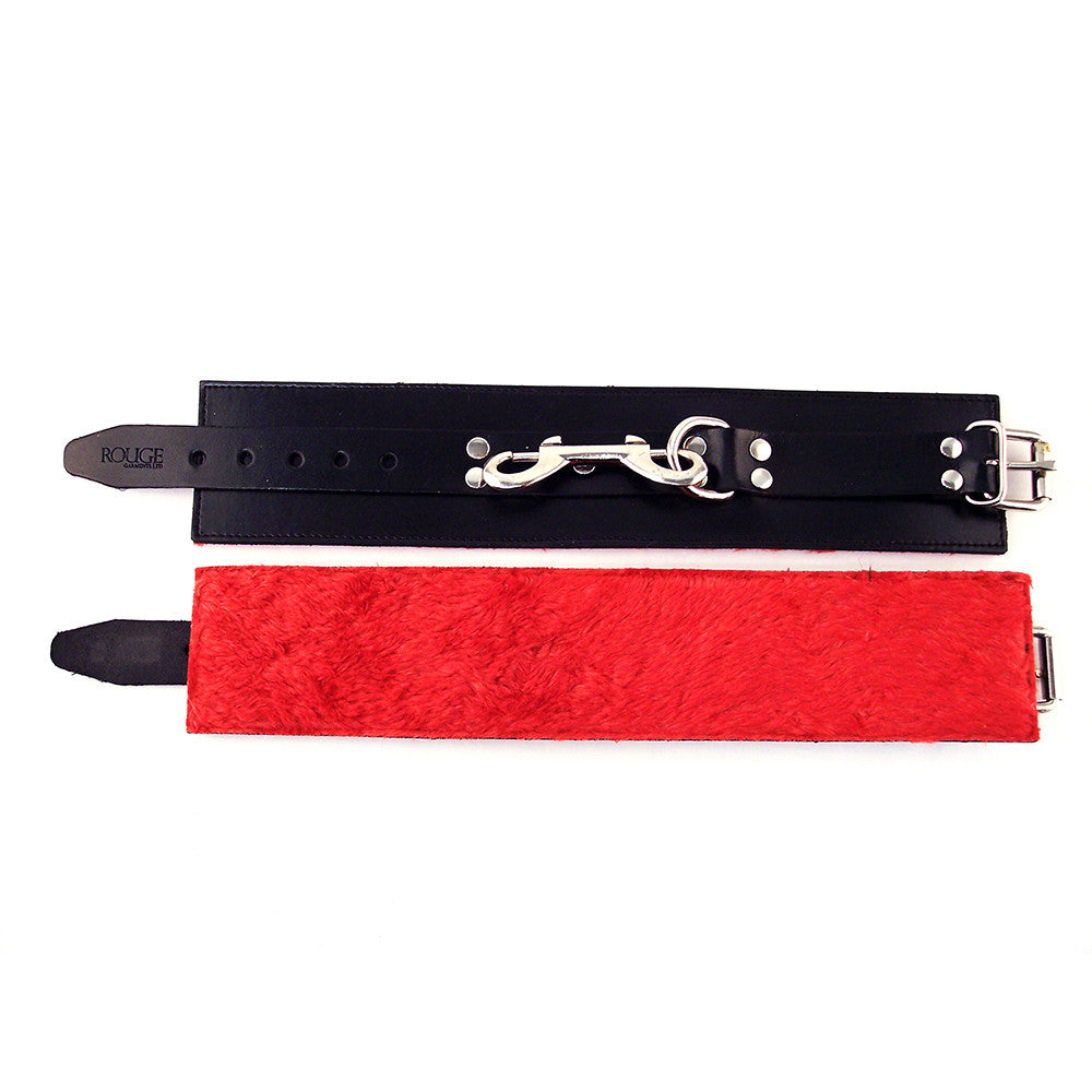 Leather Ankle Cuffs With Faux Fur Lining