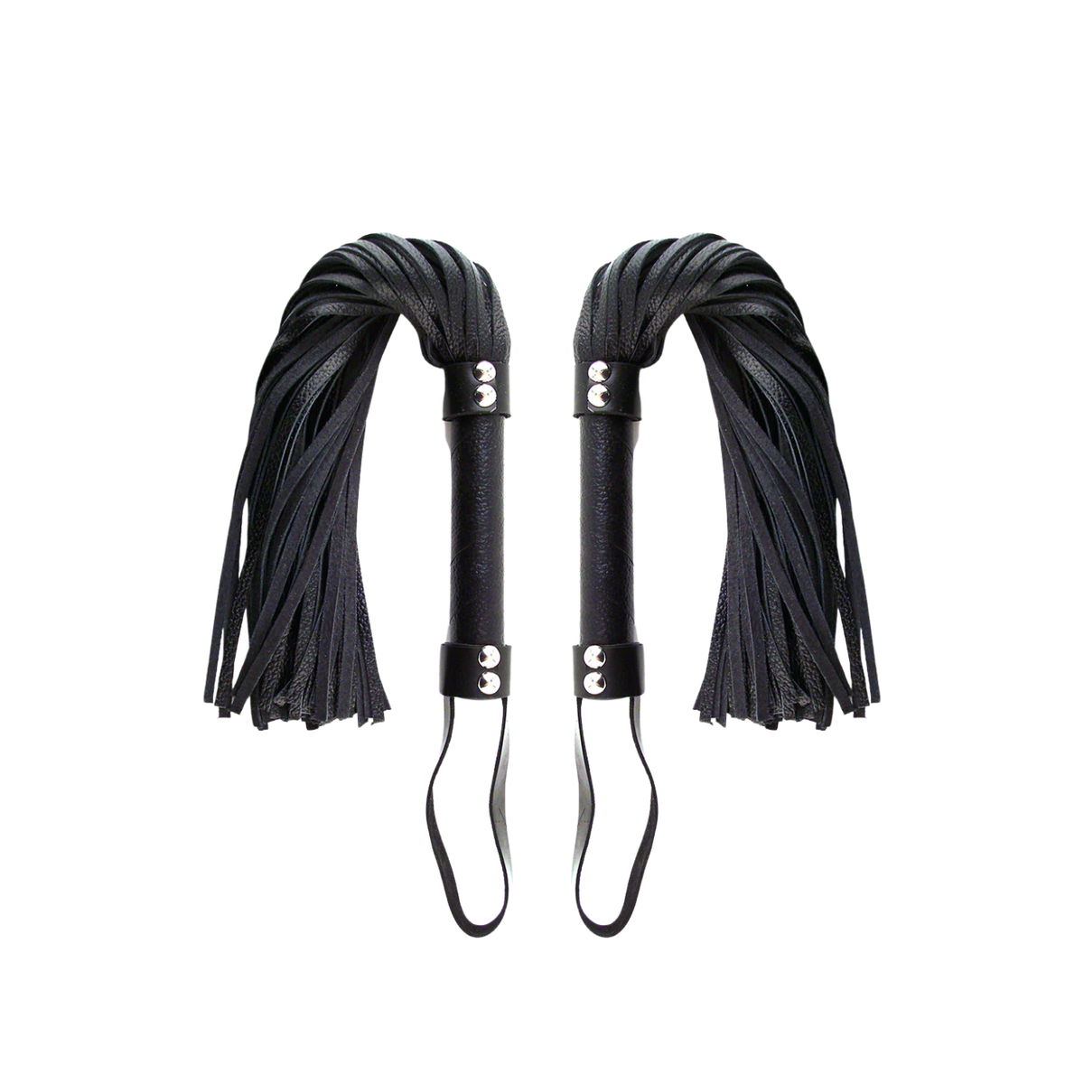 Two Leather Floggers — The Double Impact Bundle in Black
