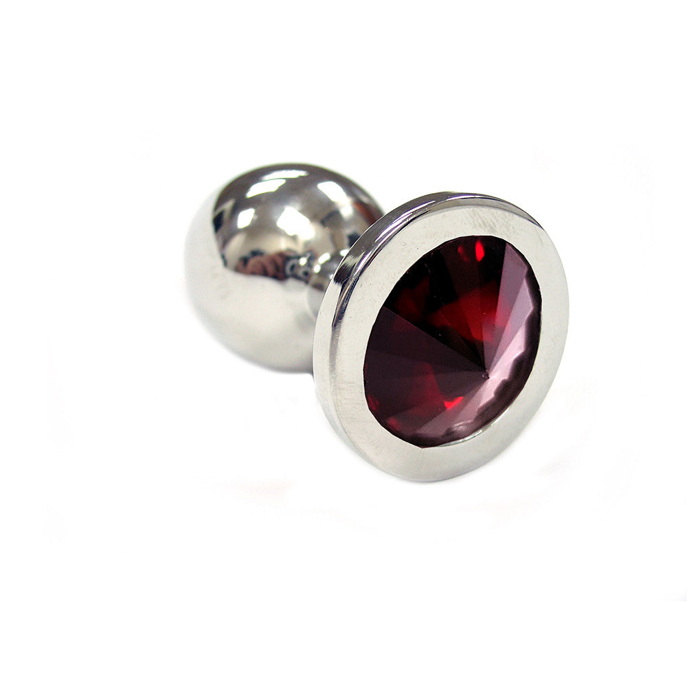Large Stainless Steel Butt Plug With Coloured Crystal In Clamshell