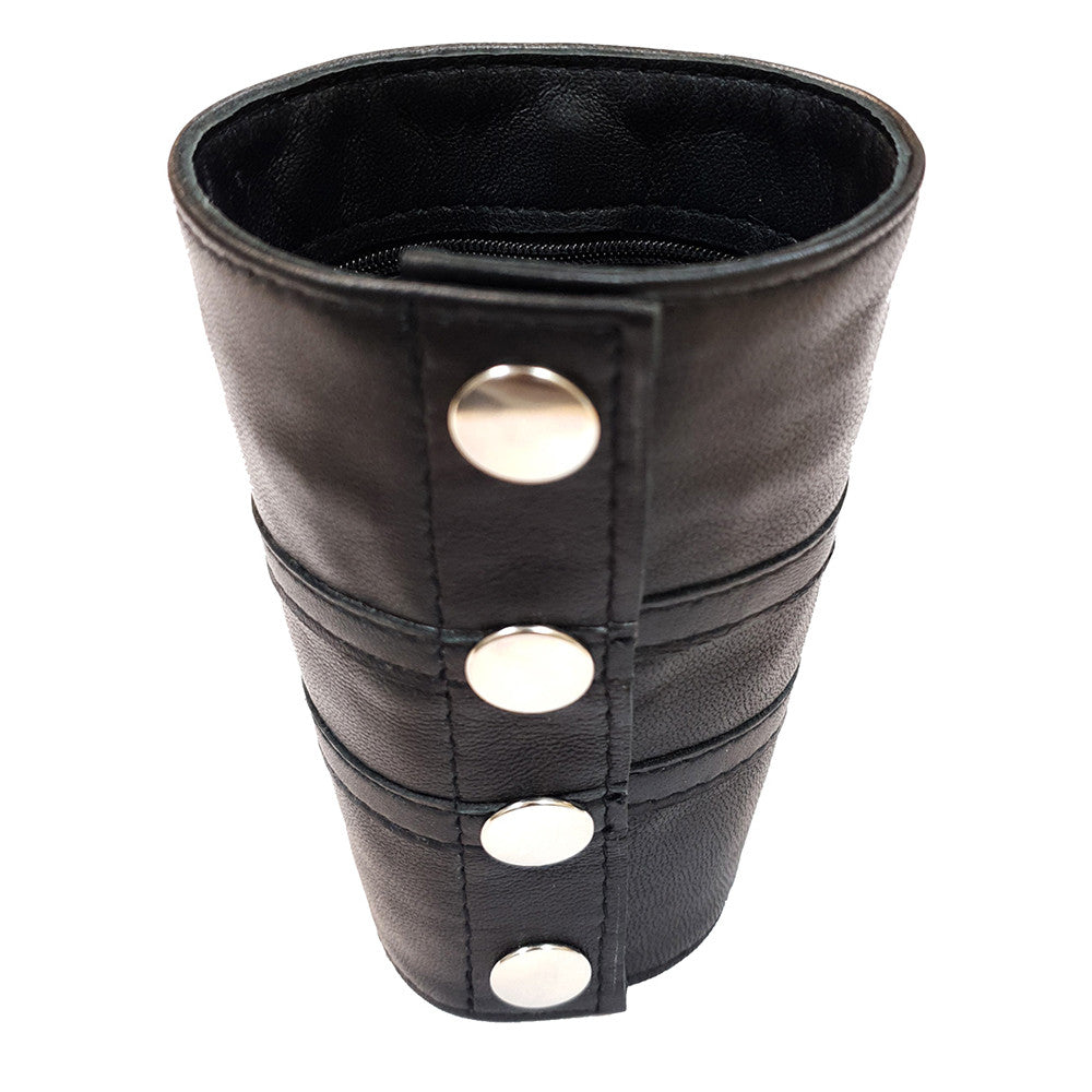 Leather Gauntlet Wrist Wallet With Zipper