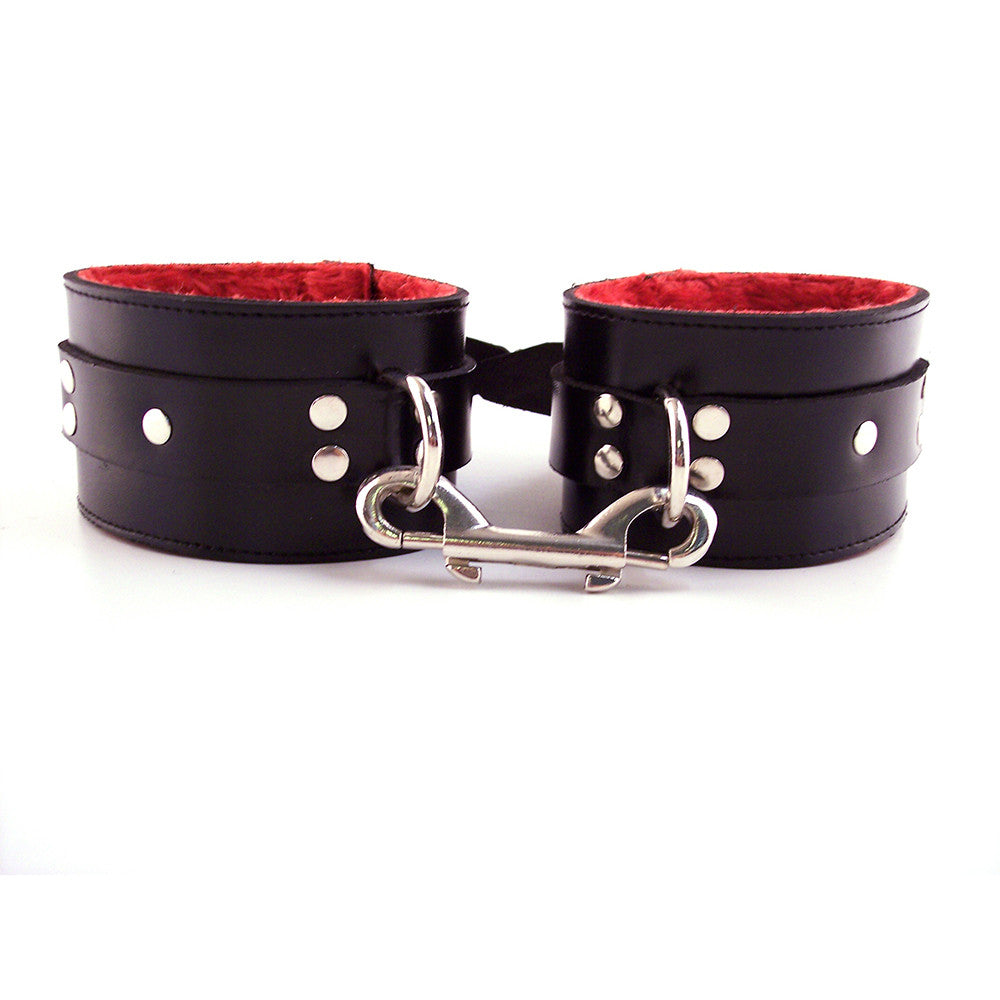 Leather Ankle Cuffs With Faux Fur Lining