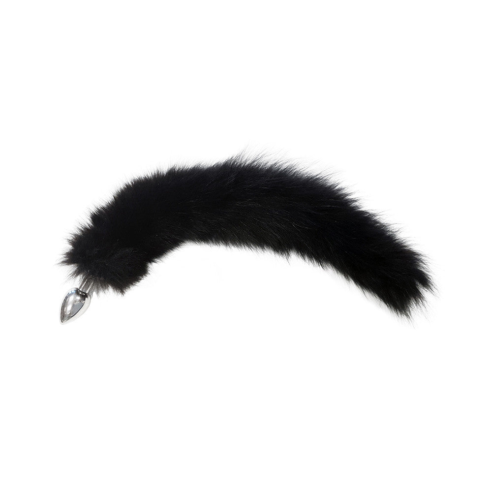 Removable Medium Stainless Steel  Butt Plug Tail With Real Fur