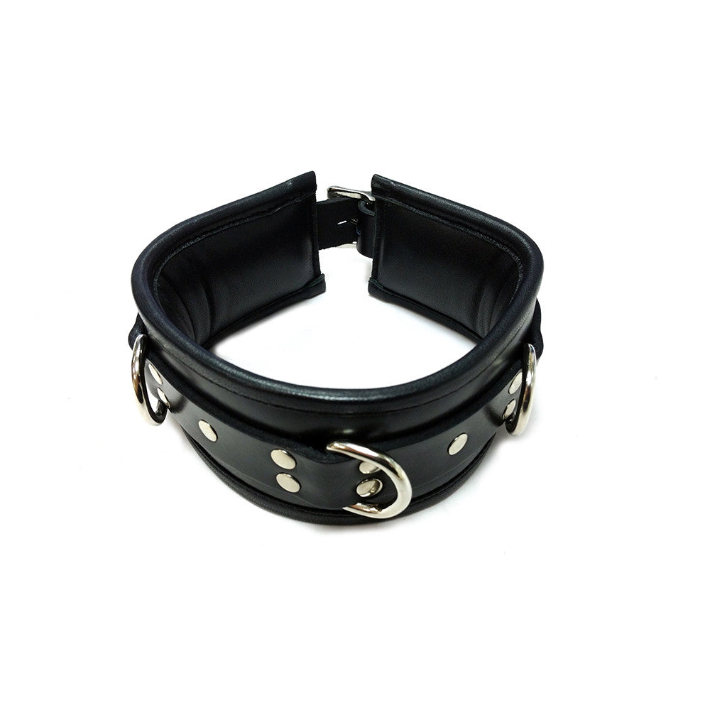 Leather 3 D-Ring Padded Collar