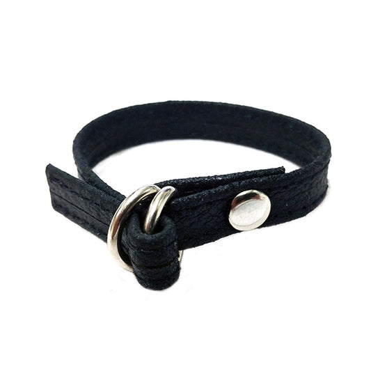 Leather Double D-Ring Cock Strap In Clamshel