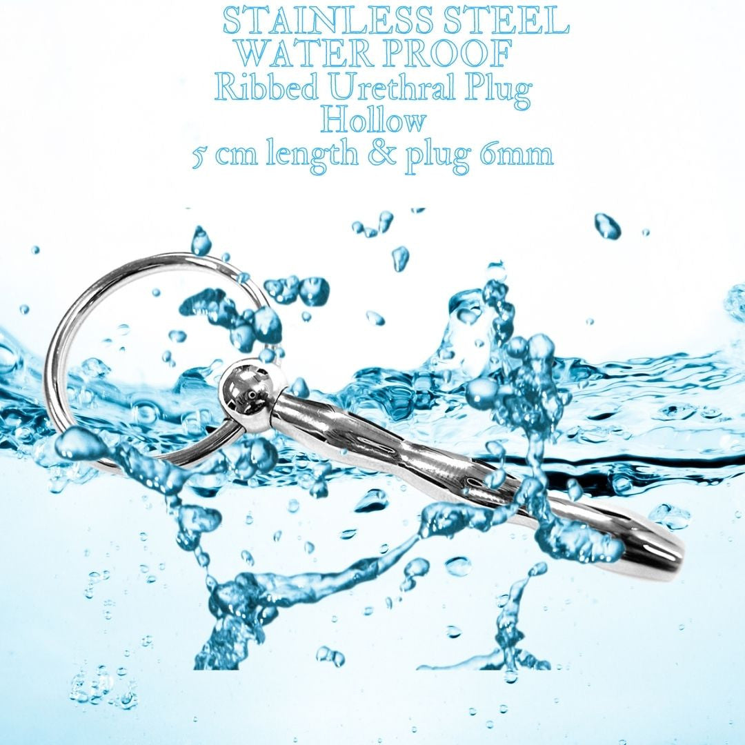 Stainless Steel Hollow Ribbed Urethral Probe In Clamshell