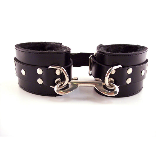 Leather Ankle Cuffs With Faux Fur Lining
