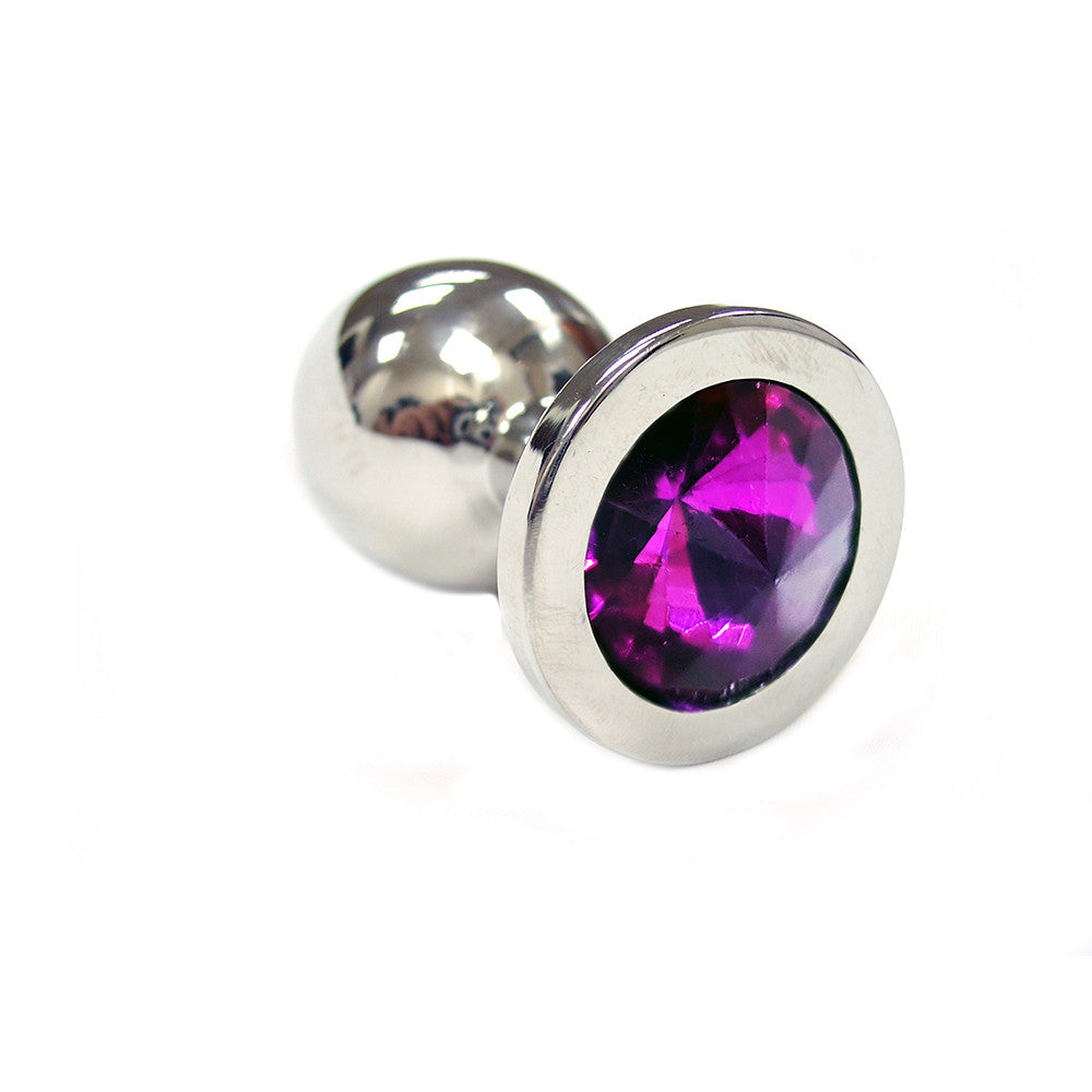 Large Stainless Steel Butt Plug With Coloured Crystal In Clamshell