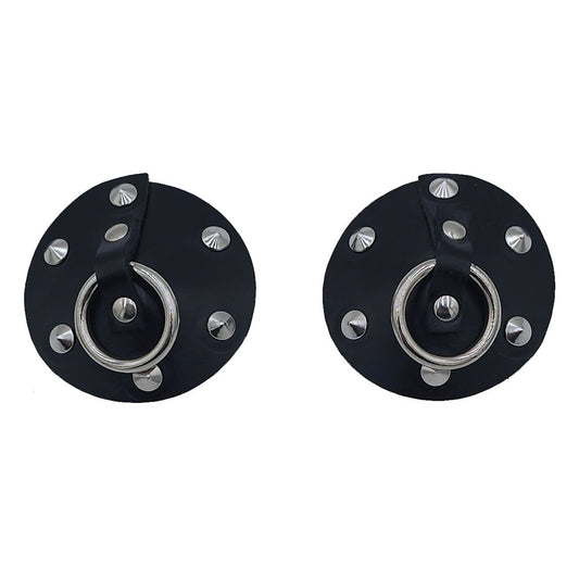 Leather Studded Nipple Covers Black + Extra Stickers With Clamshell