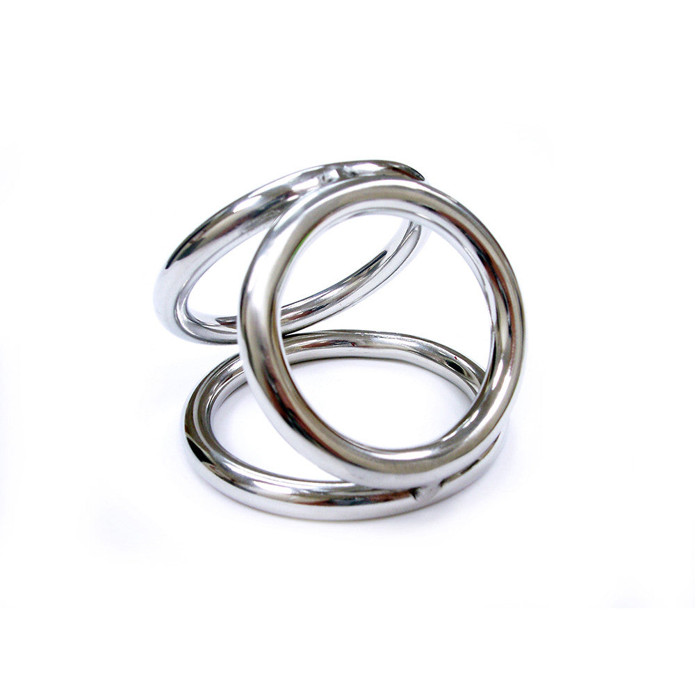 Stainless Steel Triple Cock Ring Cage (Small) In Clamshell (30/40/45mm)