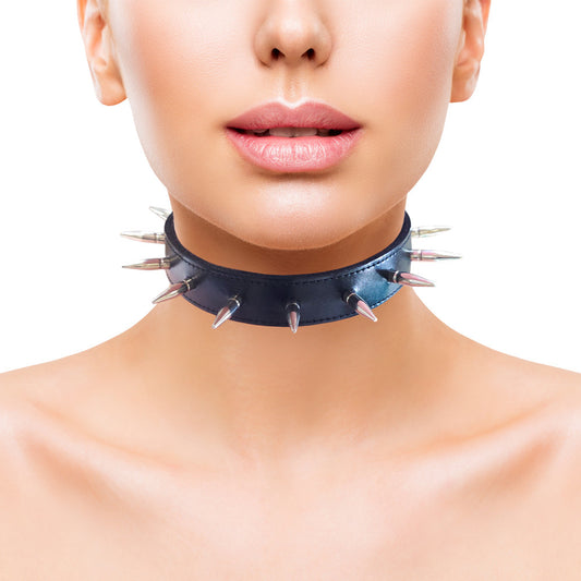 Leather Spiked Collar with 1 inch Spikes