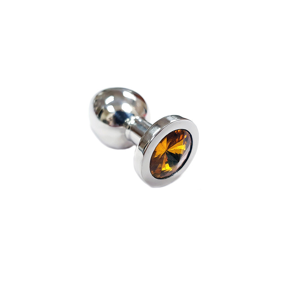 Small Stainless Steel Butt Plug With Coloured Crystal In Clamshell