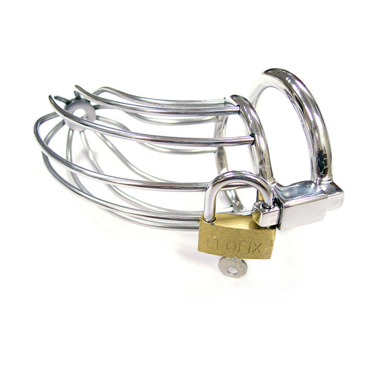 Stainless Steel Chasity Cock Cage With Padlock In Clamshell