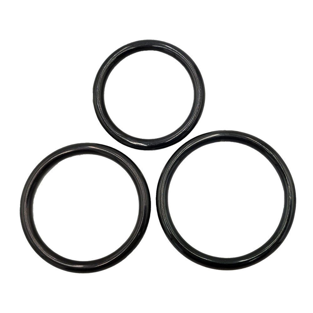 Stainless Steel 3 Piece Cock Ring Set (45/50/55mm) BLACK