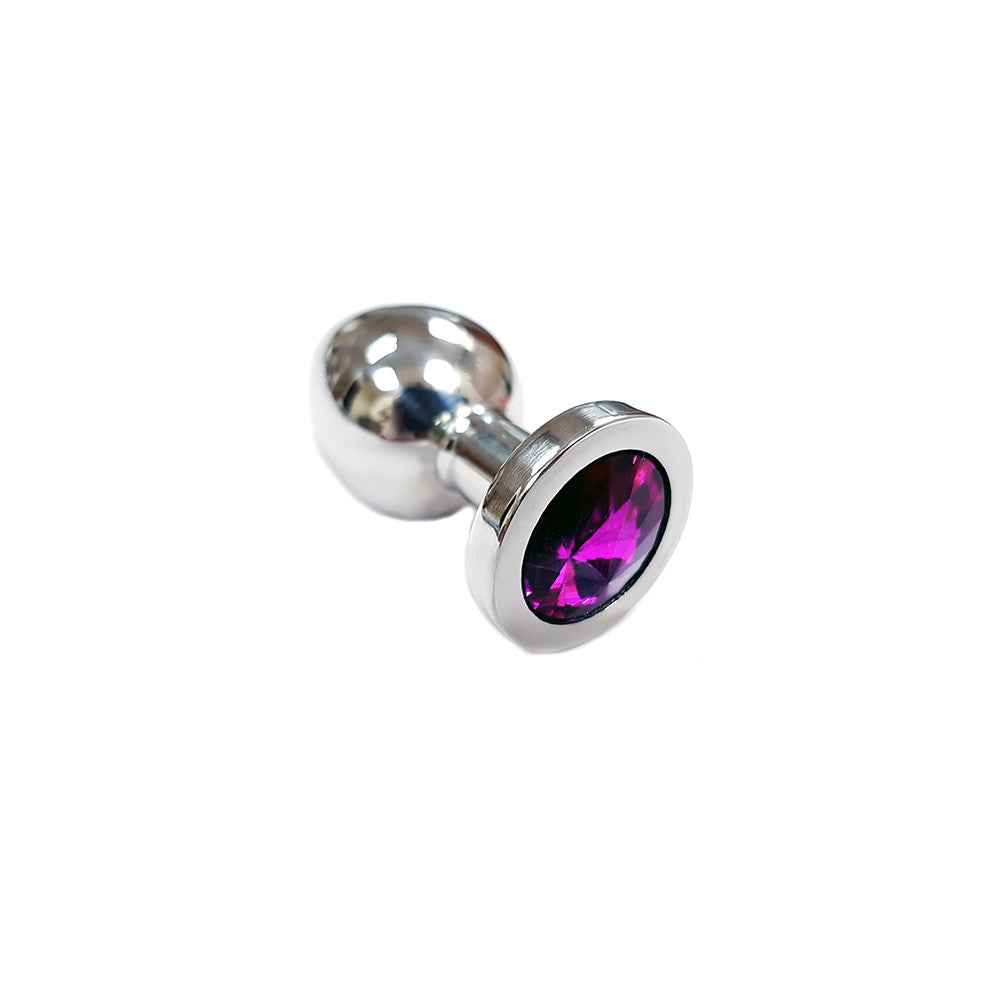 Small Stainless Steel Butt Plug With Coloured Crystal In Clamshell