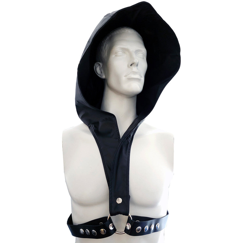 Faux Leather Hoody Harness With Leather Strap - One Size