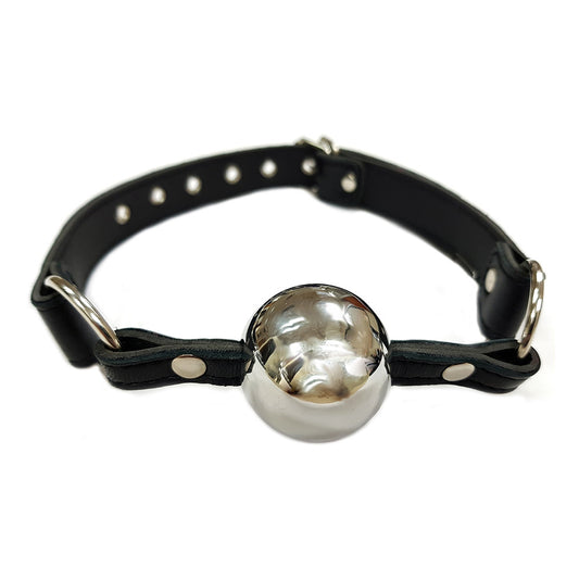 Leather Ball Gag With Hollow Stainless Steel Ball