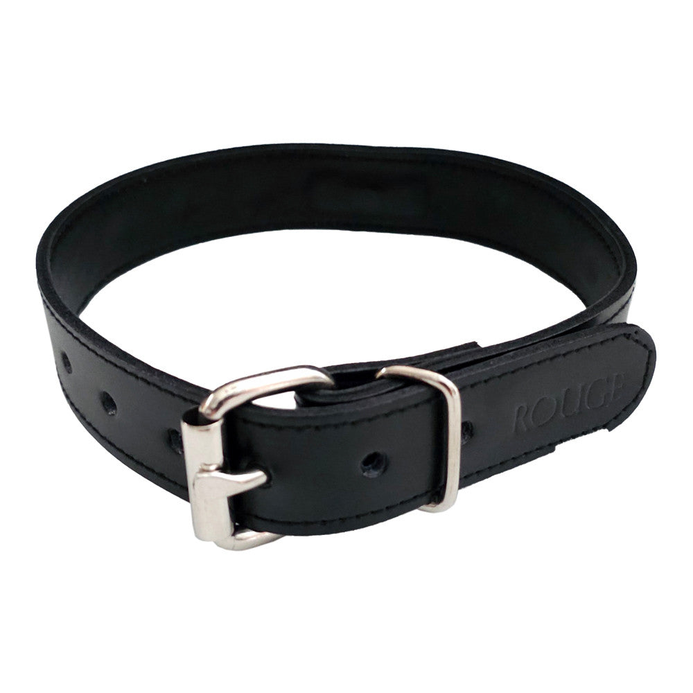 Leather Thin O-Ring Studded Collar with Detachable O-Ring