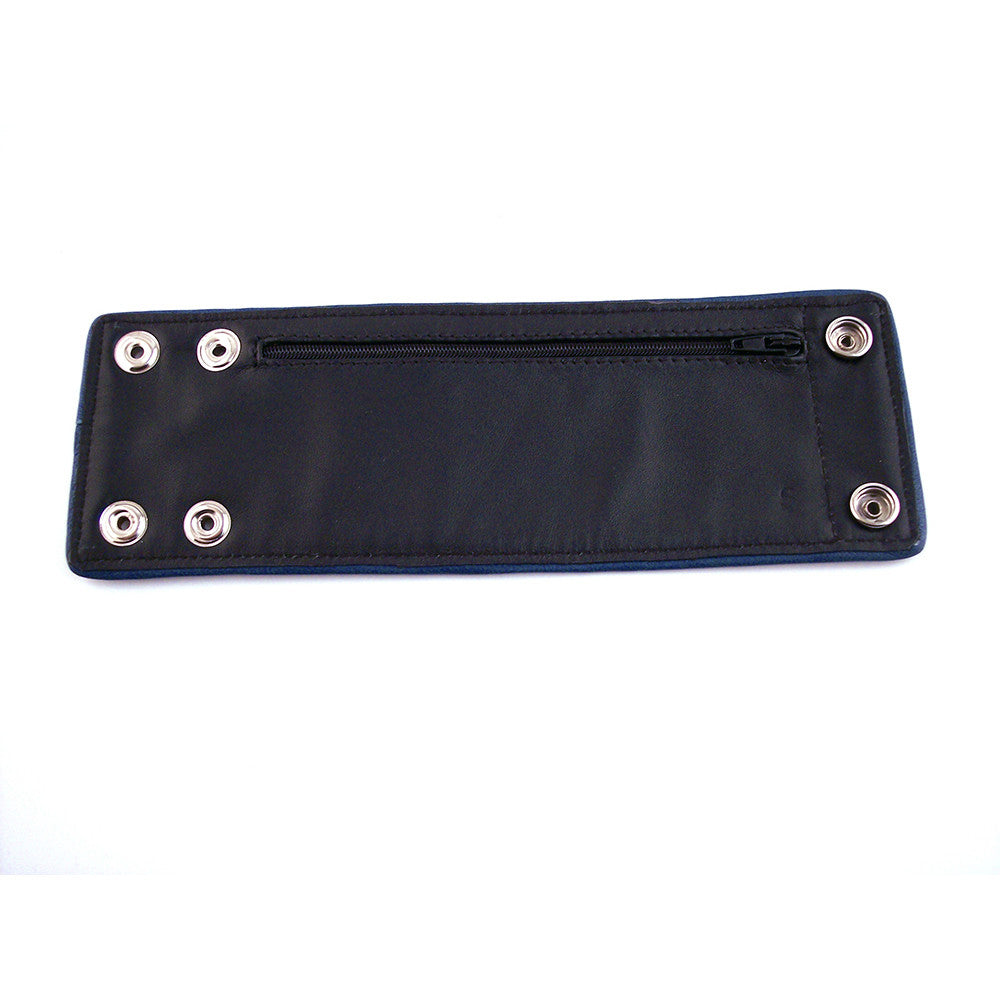 Leather Wrist Band Wallet With Piping