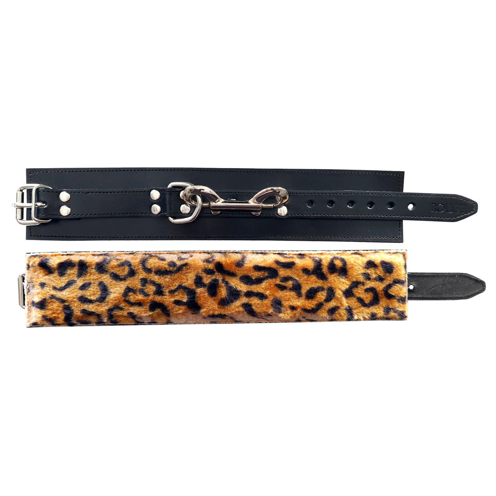 Leather Ankle Cuffs With Faux Fur Lining