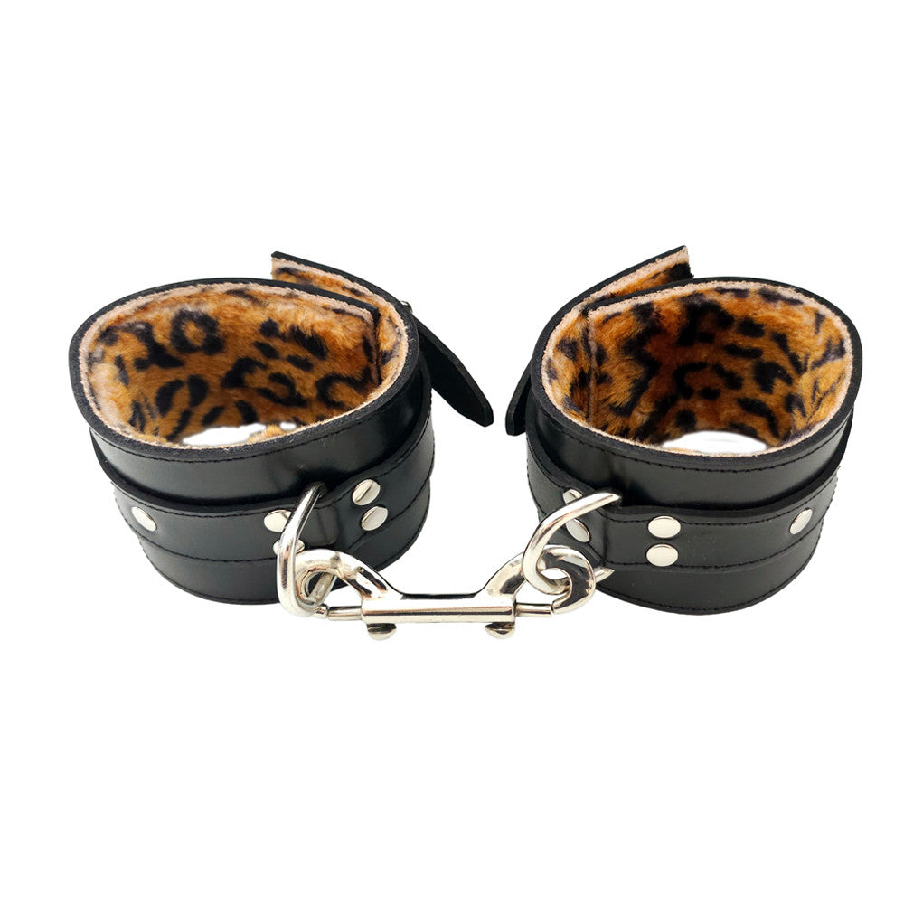 Leather Ankle Cuffs With Faux Fur Lining
