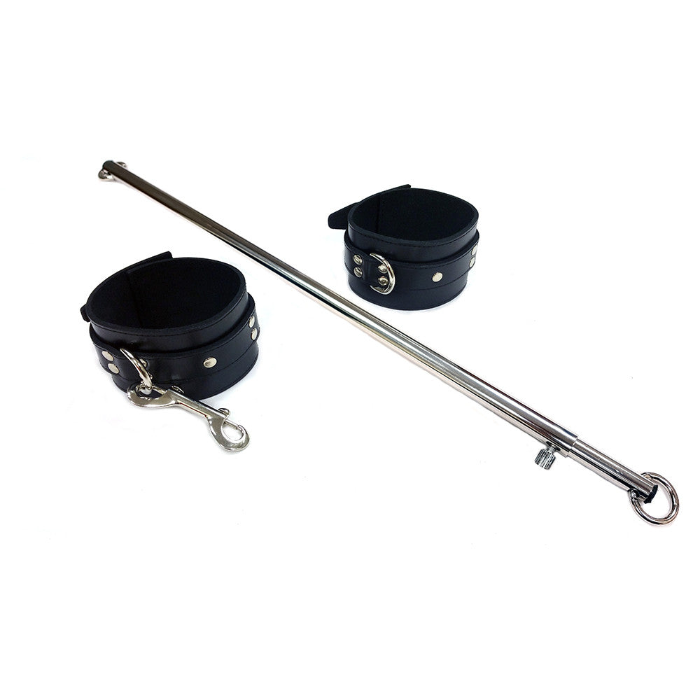 Adjustable Leg Spreader Bar with Leather Cuffs (24-38")