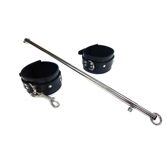 Adjustable Leg Spreader Bar with Leather Cuffs (24-38")