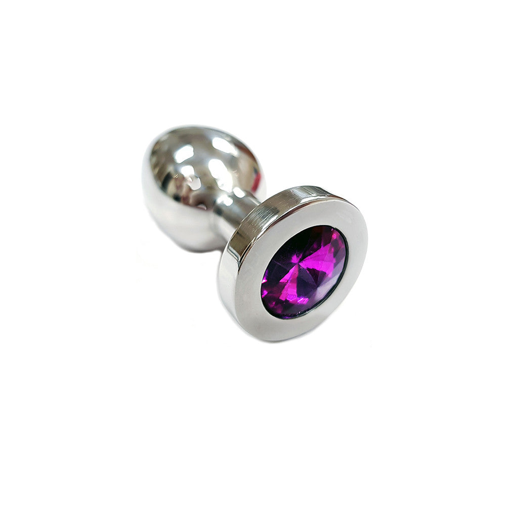 Medium Stainless Steel Butt Plug With Coloured Crystals In Clamshell