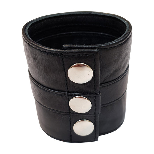 Leather Wrist Band Wallet With Stripe & Zipper