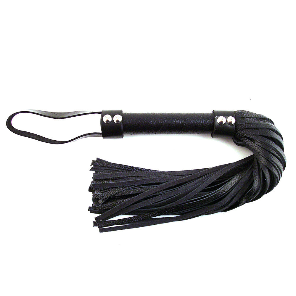 Short leather flogger with wrapped handle